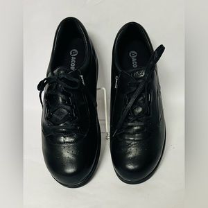 Acor Men's black smooth leather comfort oxfords shoes size EU 43.5 US 10W - NEW!